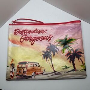 Merle Norman Destination Gorgeous Tropical Beach Makeup Bag Pouch Pink Travel